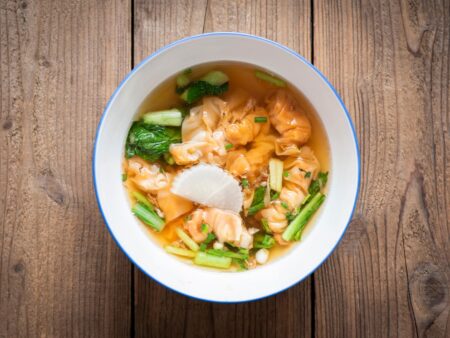 Wonton Soep met Spek en Garnalen