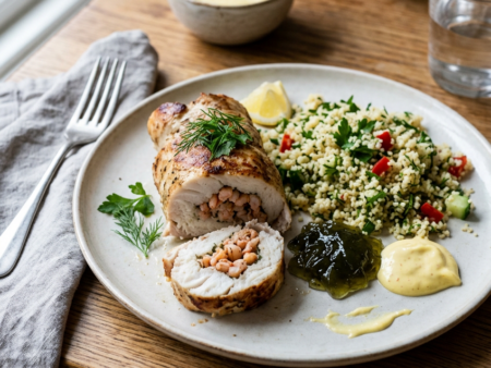 Scholfilet Rollade met Zeewier Jelly en Kruidencouscous