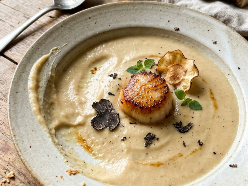 Aardperencrème met Truffel en Coquille