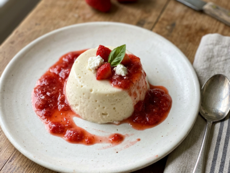 Bavarois met Geitenkaas en Aardbeiensaus