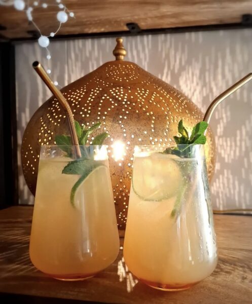 Lemon Basil Mint Spritzer (mocktail)