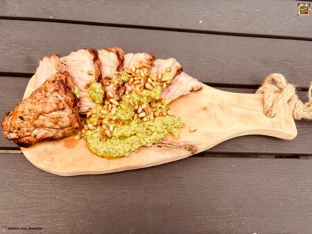 Pesto met Kalfsbiefstuk van de Kamado