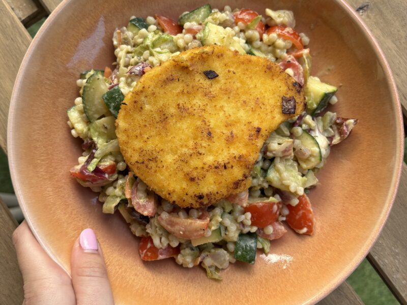 Parelcouscous Salade met Schnitzel🥗🌸