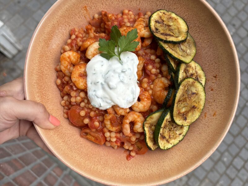 Parelcouscous met Garnalen en Harissa🥫🦐🌿