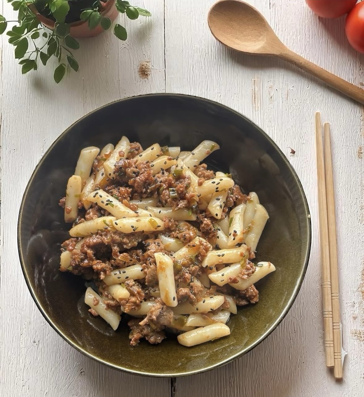 Tteokbokki met bulgogi gehakt