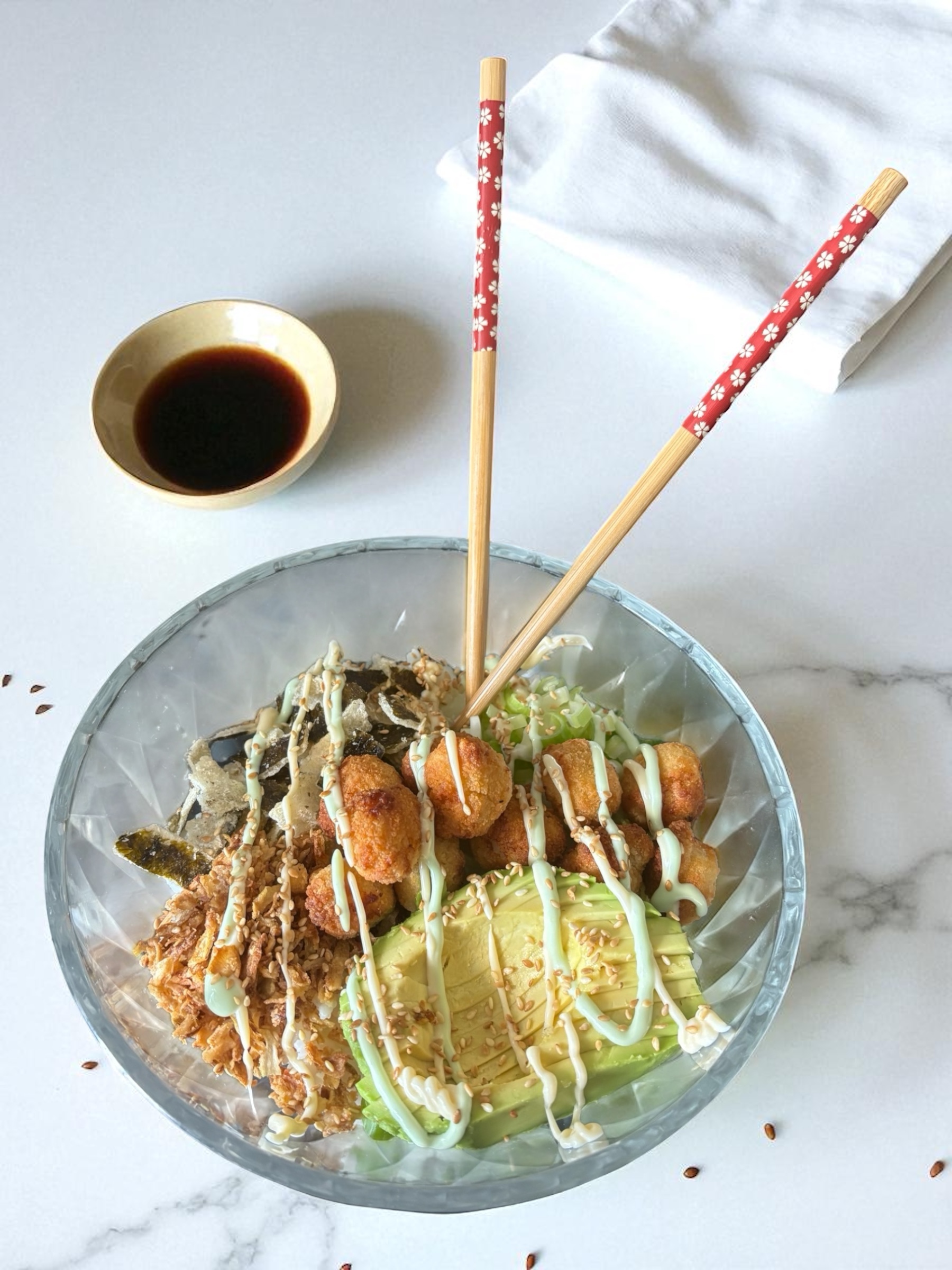 Pokébowl met popcorn chicken