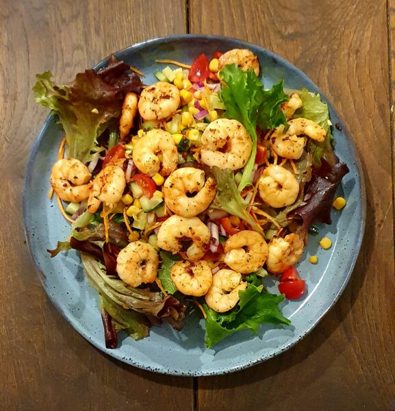 Gemengde salade met Gamba’s