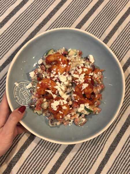 Griekse Gamba Parelcoqucous Salade 🦐🥗🥒🫒🍅