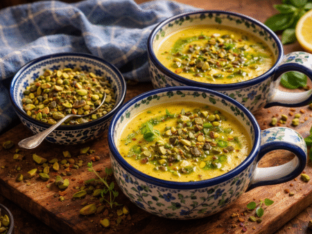 Aardpeer-aardappelsoep met kleine veldkers