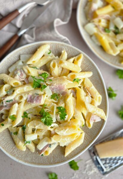 Penne met asperges en ham