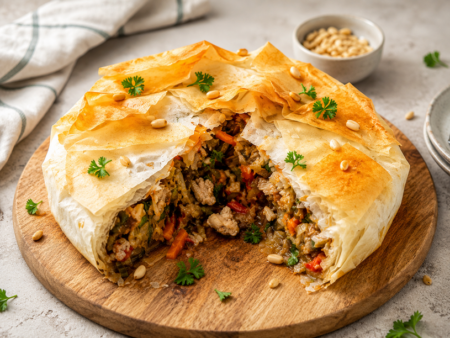 Pastilla met wokgroenten en kipgehakt
