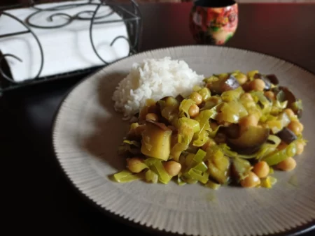 Kikkererwten met aubergine