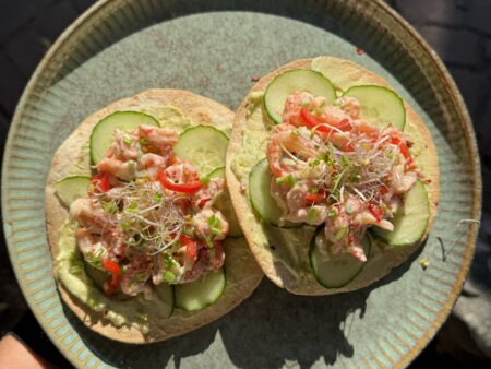 Tostada’s met avocado & rivierkreeftjessalade