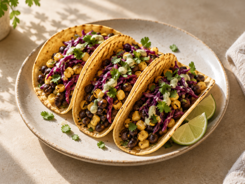 Krokante taco’s met zwarte bonen
