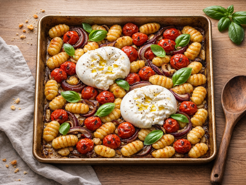 Krokante gnocchi met burrata en tomaat